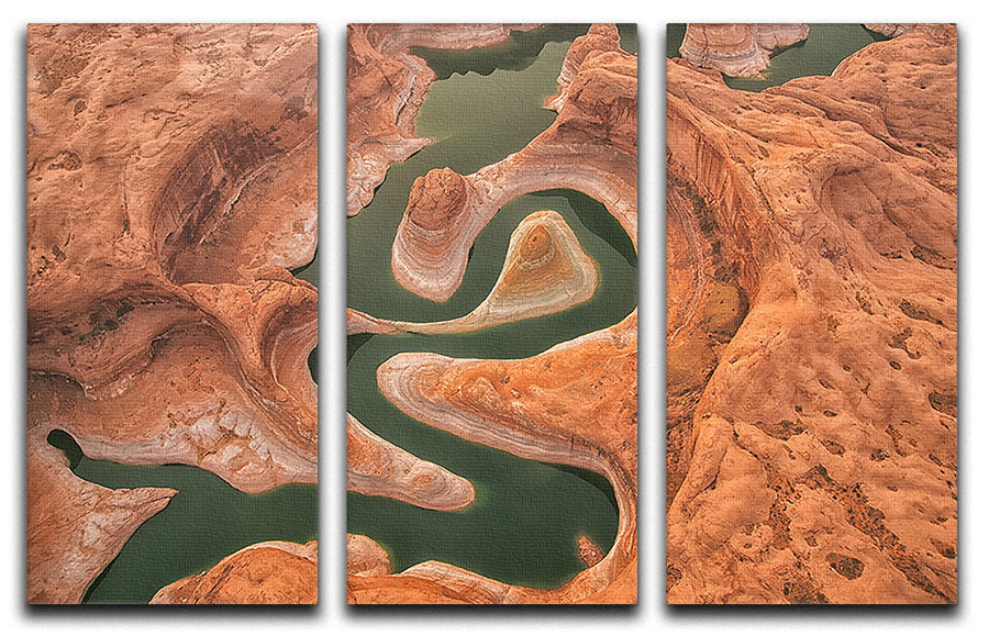 Reflection Canyon Aerial 3 Split Panel Canvas Print - Canvas Art Rocks - 1
