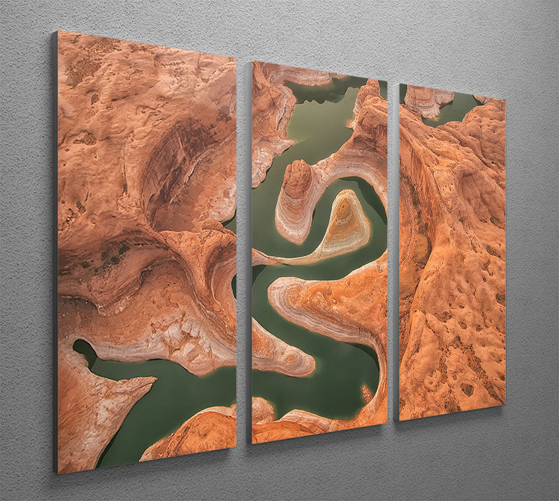Reflection Canyon Aerial 3 Split Panel Canvas Print - Canvas Art Rocks - 2