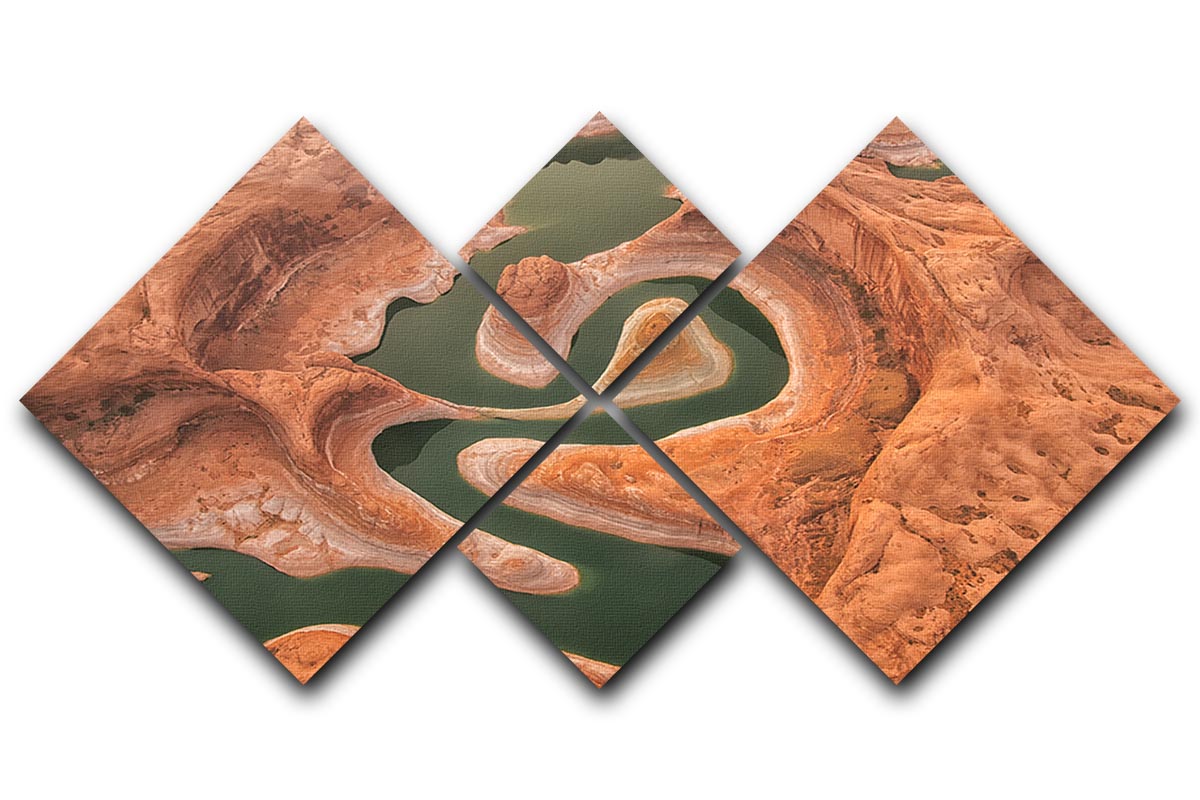 Reflection Canyon Aerial 4 Square Multi Panel Canvas - Canvas Art Rocks - 1