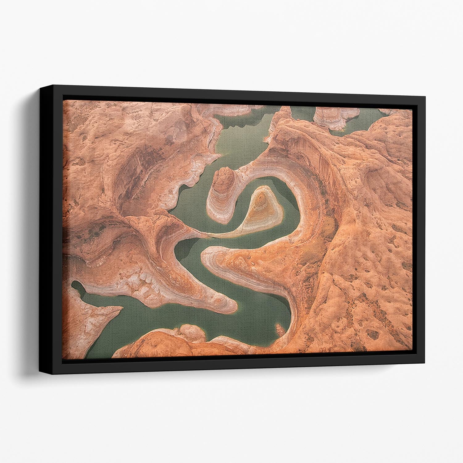 Reflection Canyon Aerial Floating Framed Canvas - Canvas Art Rocks - 1