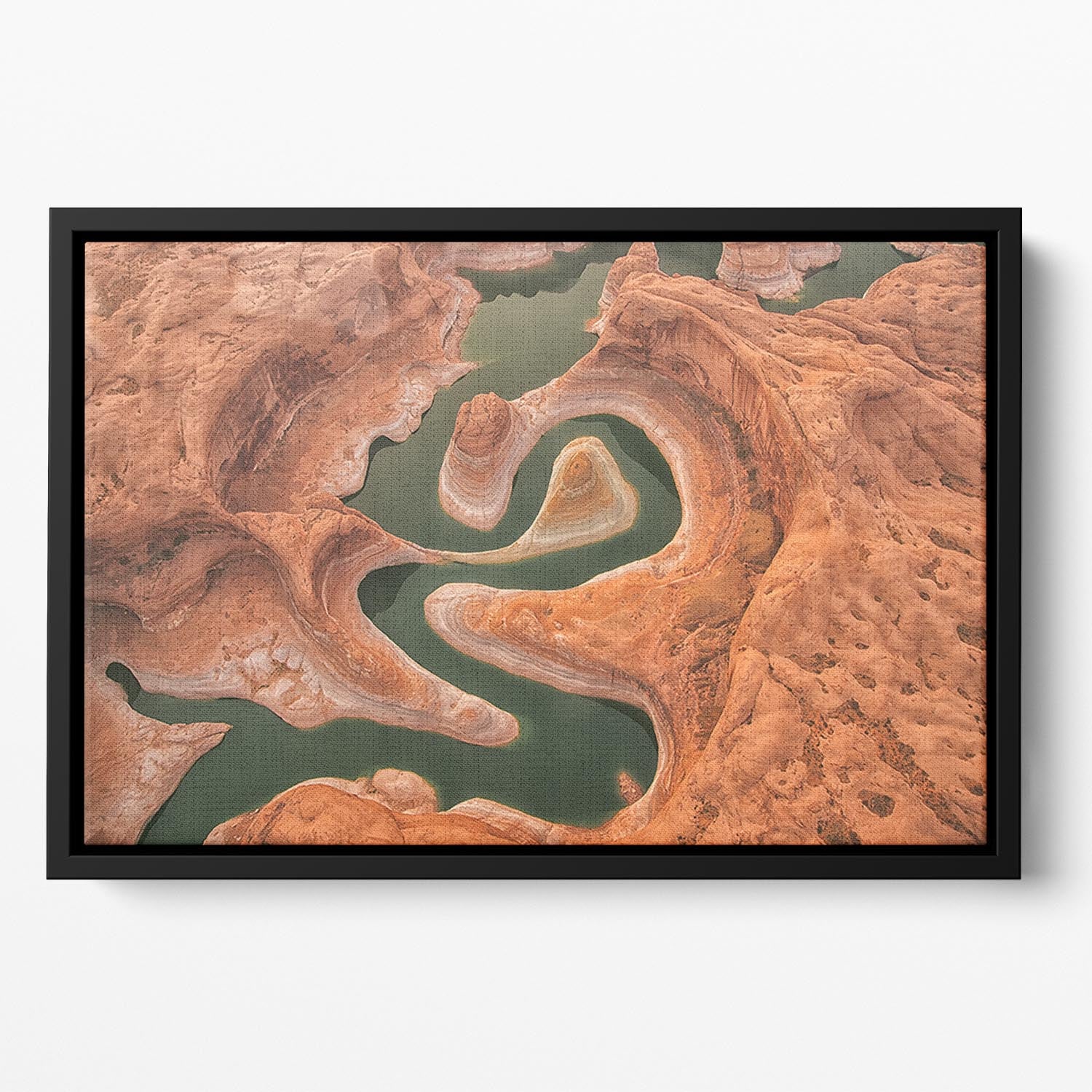 Reflection Canyon Aerial Floating Framed Canvas - Canvas Art Rocks - 2