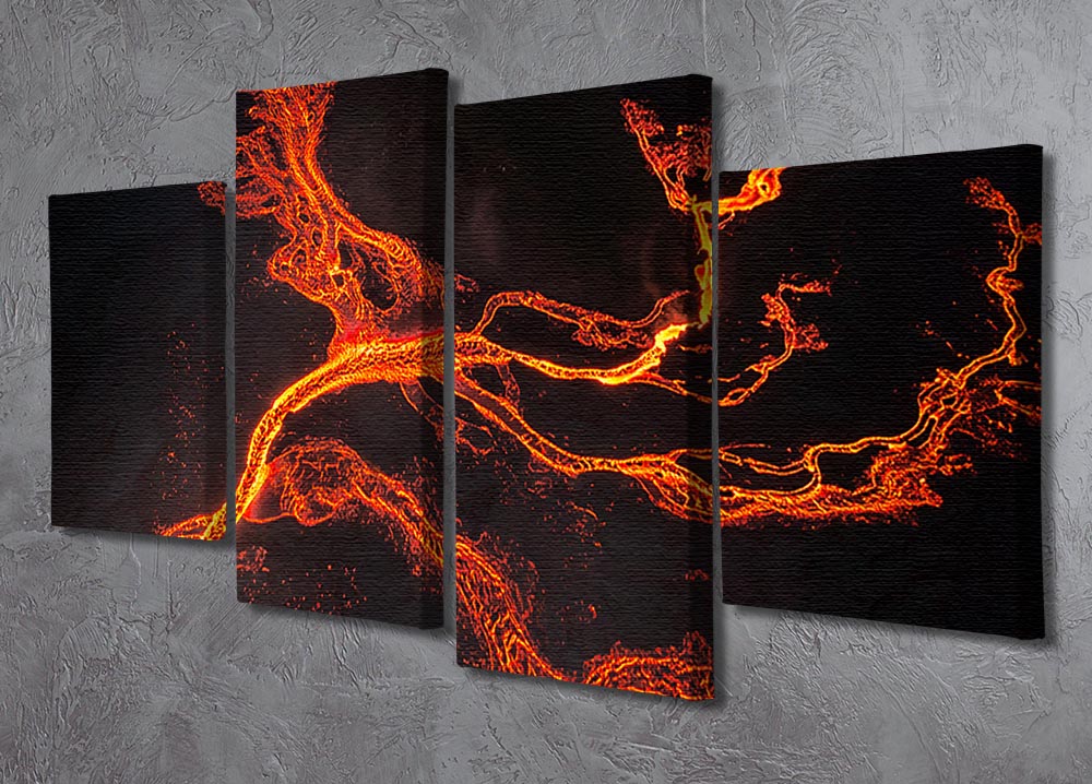 Lava River Abstract 4 Split Panel Canvas - Canvas Art Rocks - 2