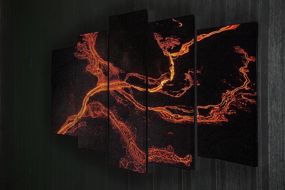 Lava River Abstract 5 Split Panel Canvas - Canvas Art Rocks - 2
