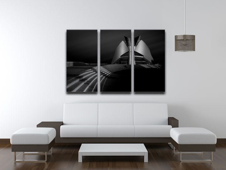 Monument With Stairs At Night 3 Split Panel Canvas Print - Canvas Art Rocks - 3