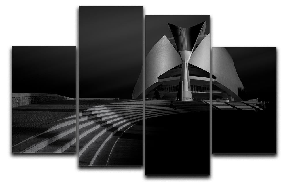 Monument With Stairs At Night 4 Split Panel Canvas - Canvas Art Rocks - 1