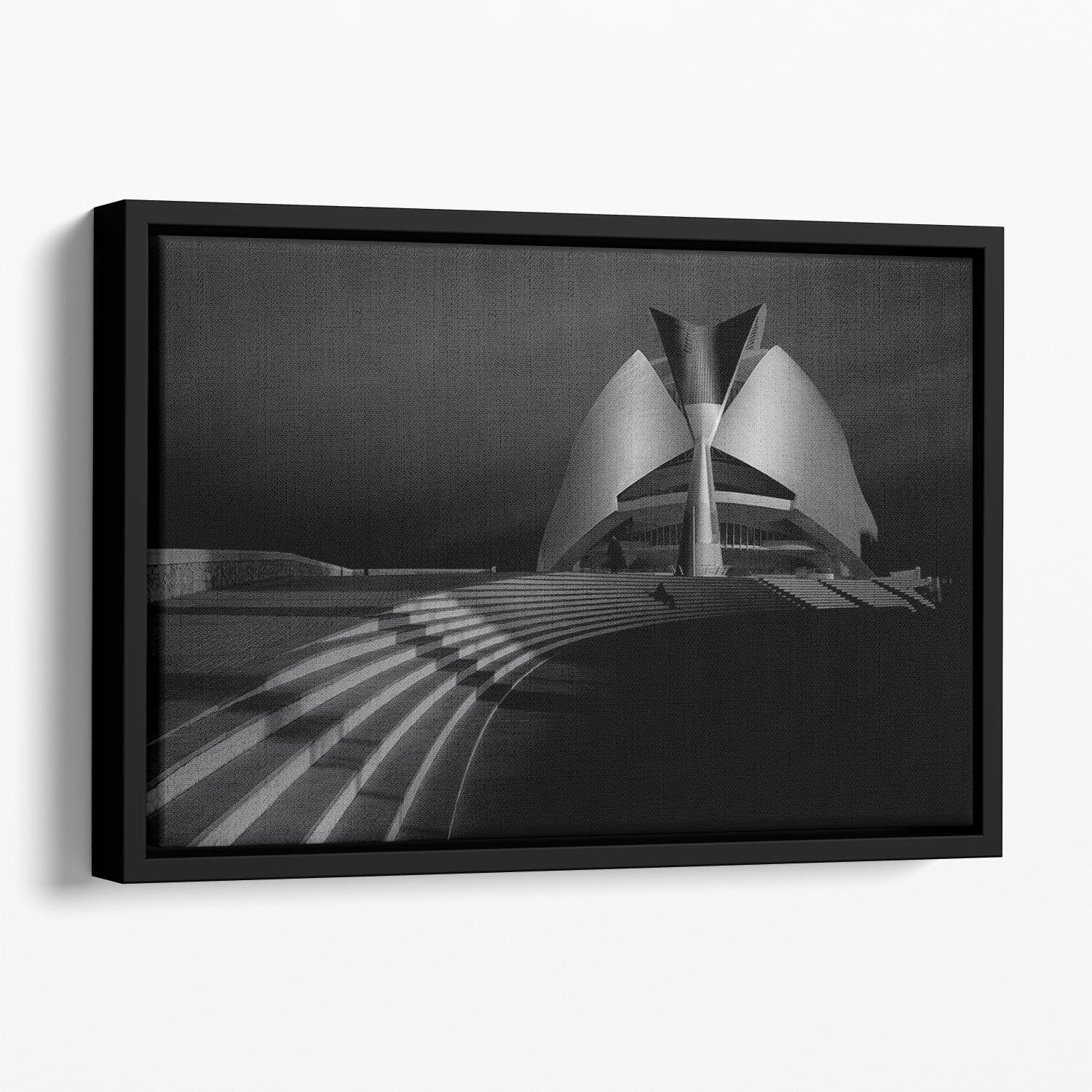 Monument With Stairs At Night Floating Framed Canvas - Canvas Art Rocks - 1