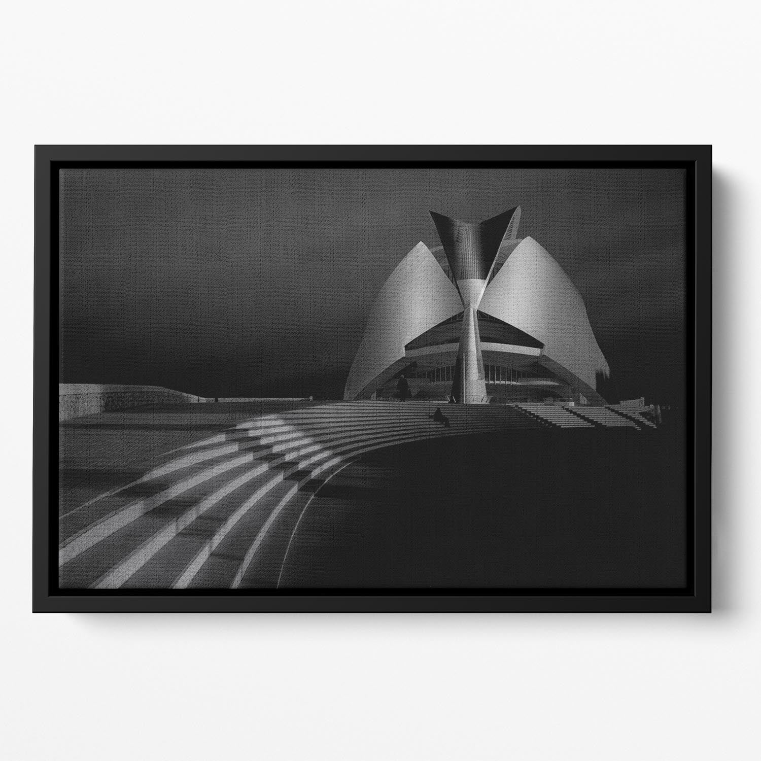 Monument With Stairs At Night Floating Framed Canvas - Canvas Art Rocks - 2