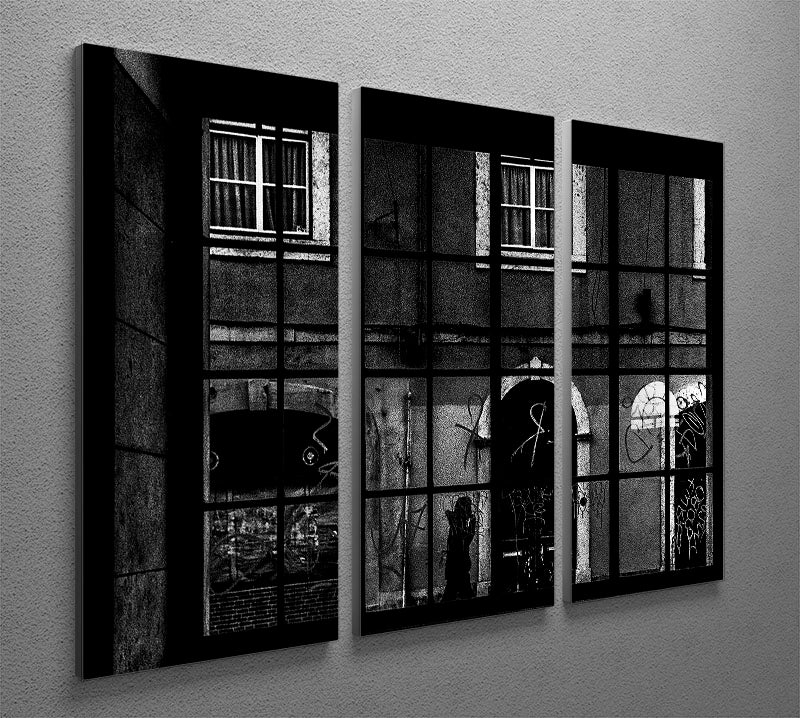 Barred Graffiti House 3 Split Panel Canvas Print - Canvas Art Rocks - 2
