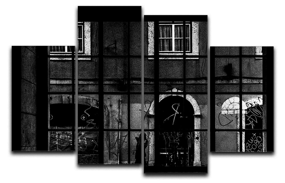 Barred Graffiti House 4 Split Panel Canvas - Canvas Art Rocks - 1