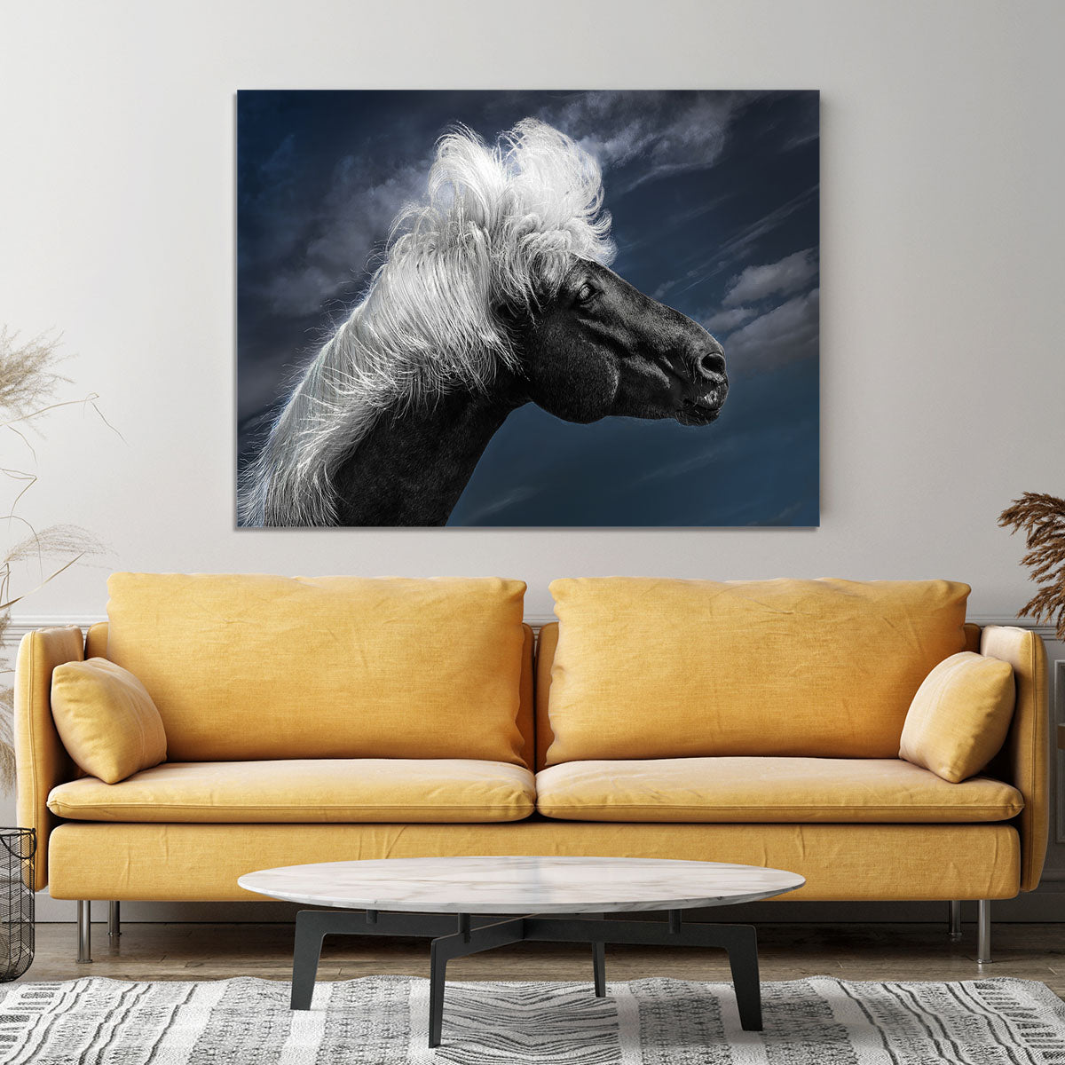 White Mane On A Black Horse Canvas Print or Poster - Canvas Art Rocks - 4