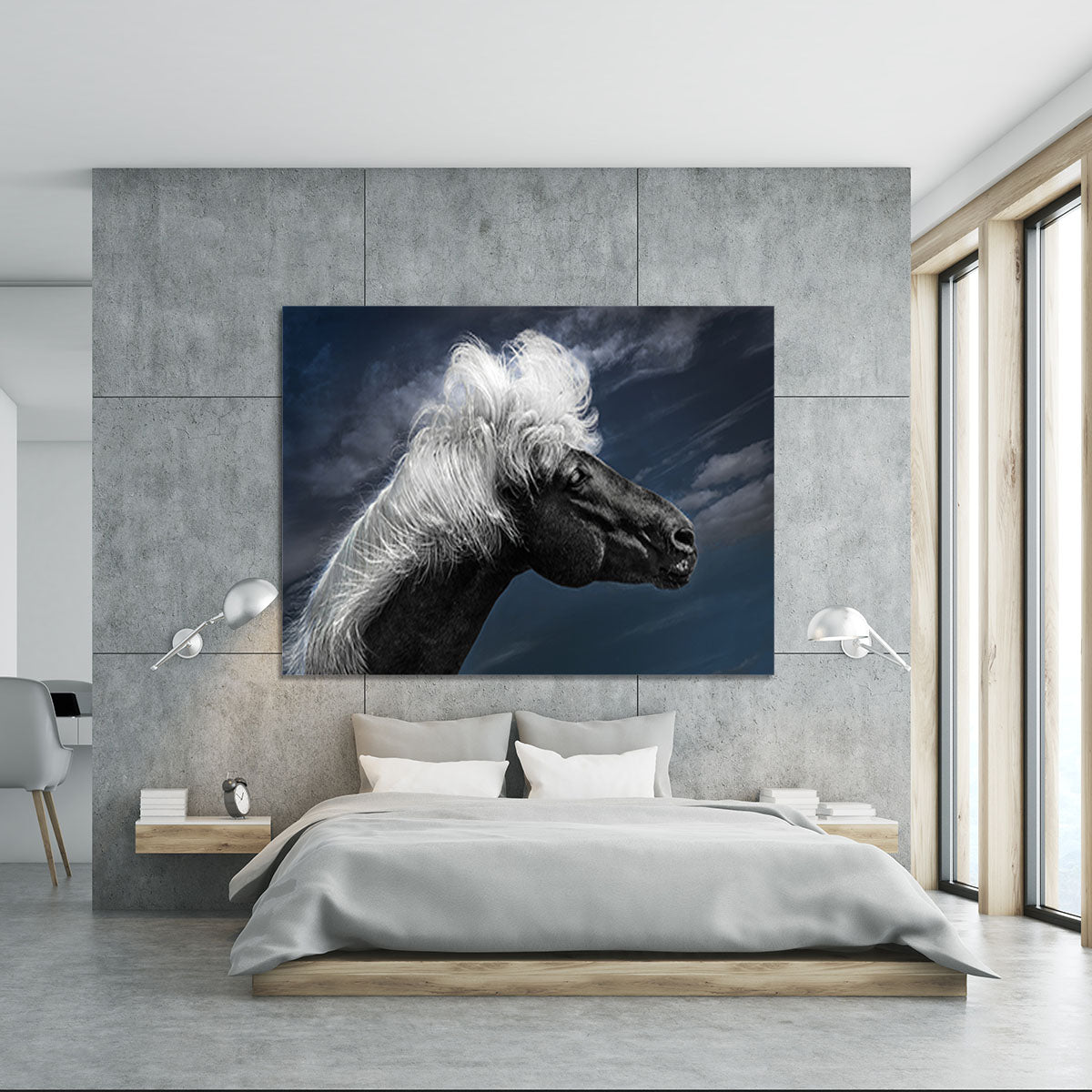 White Mane On A Black Horse Canvas Print or Poster - Canvas Art Rocks - 5