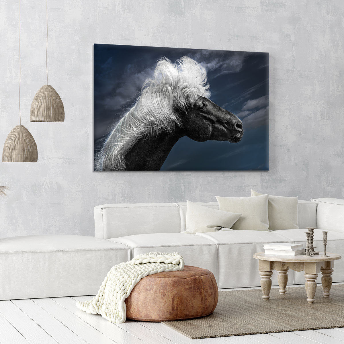 White Mane On A Black Horse Canvas Print or Poster - Canvas Art Rocks - 6