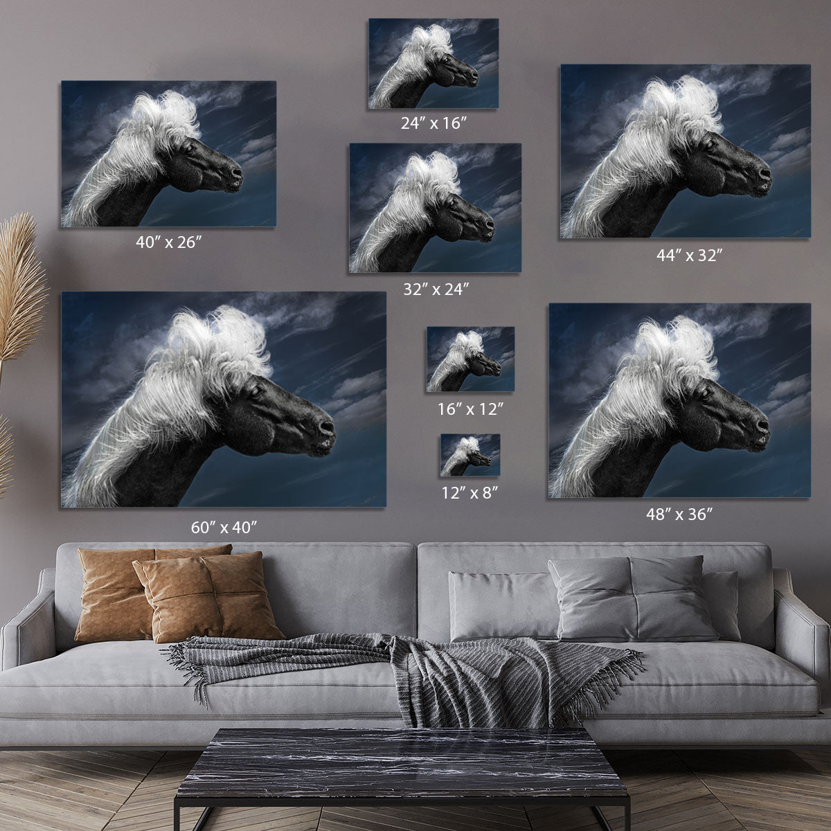White Mane On A Black Horse Canvas Print or Poster - Canvas Art Rocks - 7