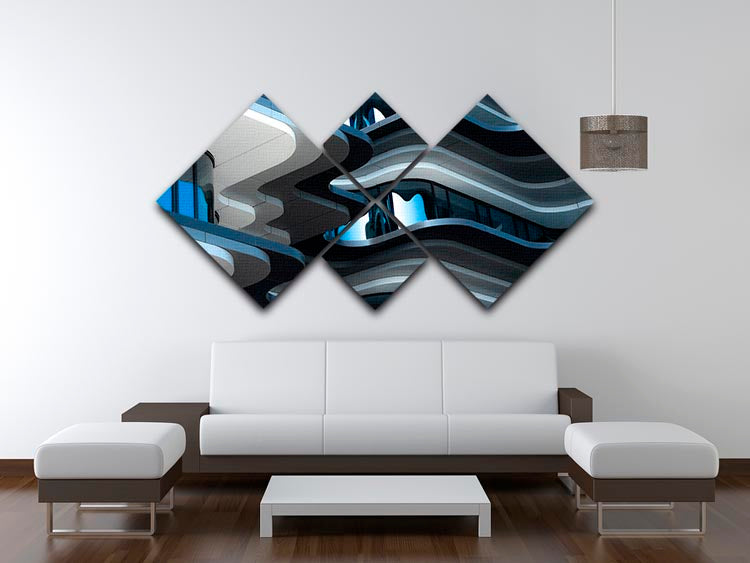 Abstract Building 4 Square Multi Panel Canvas - Canvas Art Rocks - 3