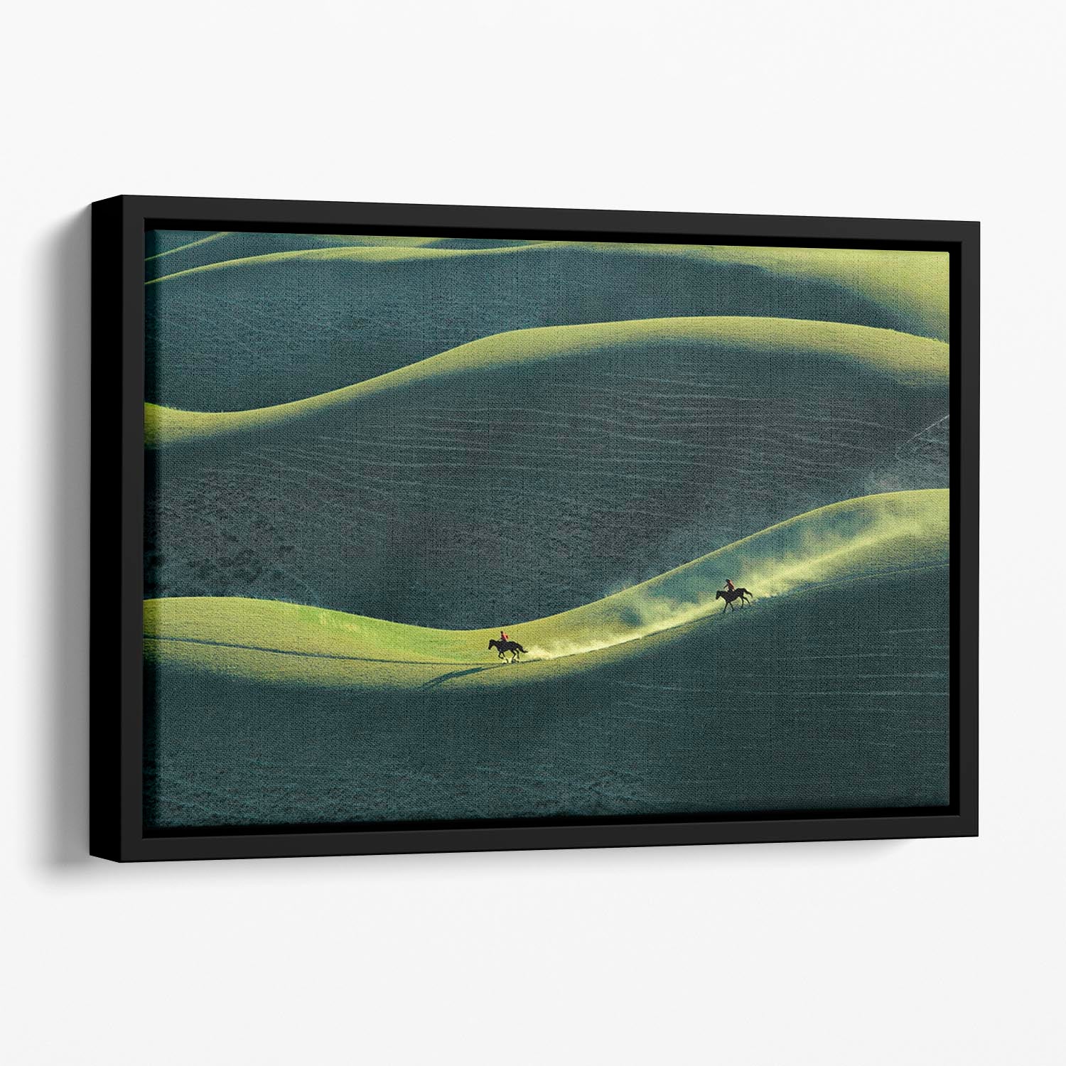 Horseriding In The Hills Floating Framed Canvas - Canvas Art Rocks - 1