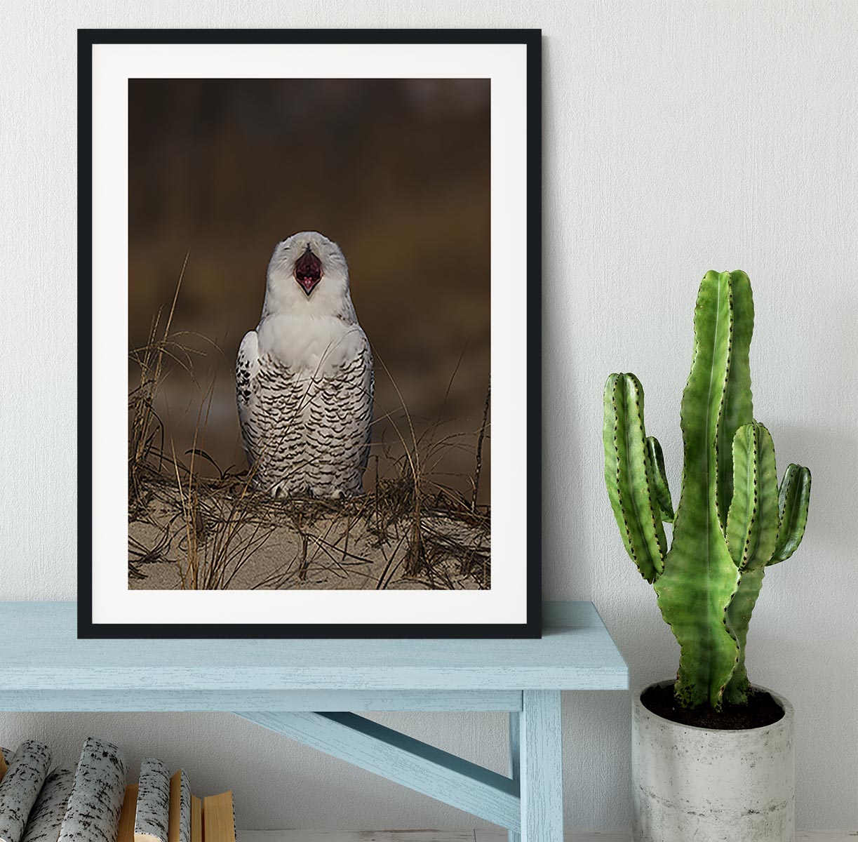 A Snowy Owl Chirping Framed Print - Canvas Art Rocks - 1