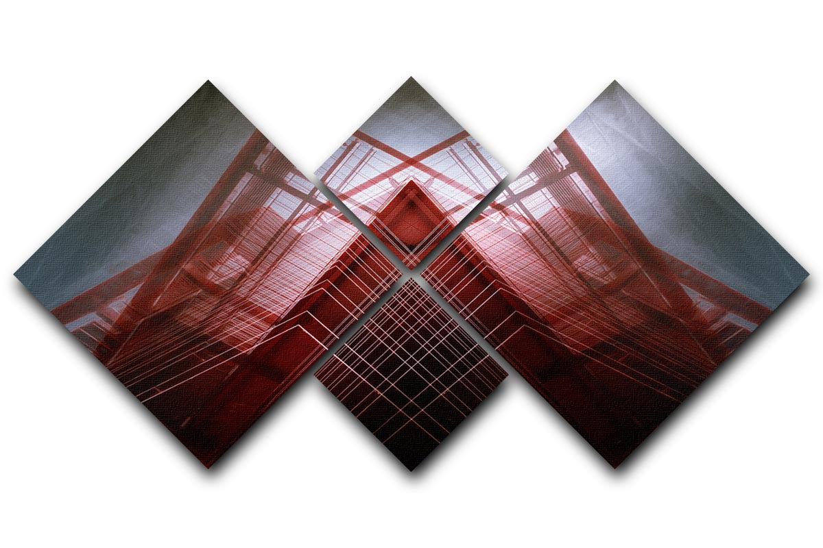 Red Geometric Design 4 Square Multi Panel Canvas - Canvas Art Rocks - 1