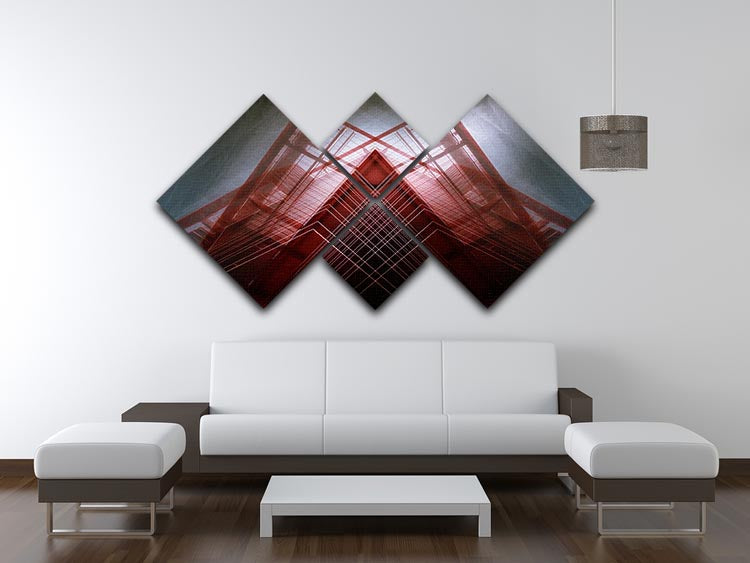 Red Geometric Design 4 Square Multi Panel Canvas - Canvas Art Rocks - 3
