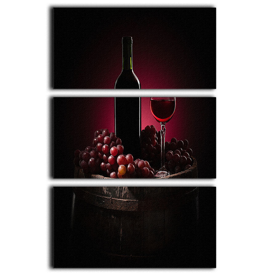 Red Wine With Grapes 3 Split Panel Canvas Print - Canvas Art Rocks - 1