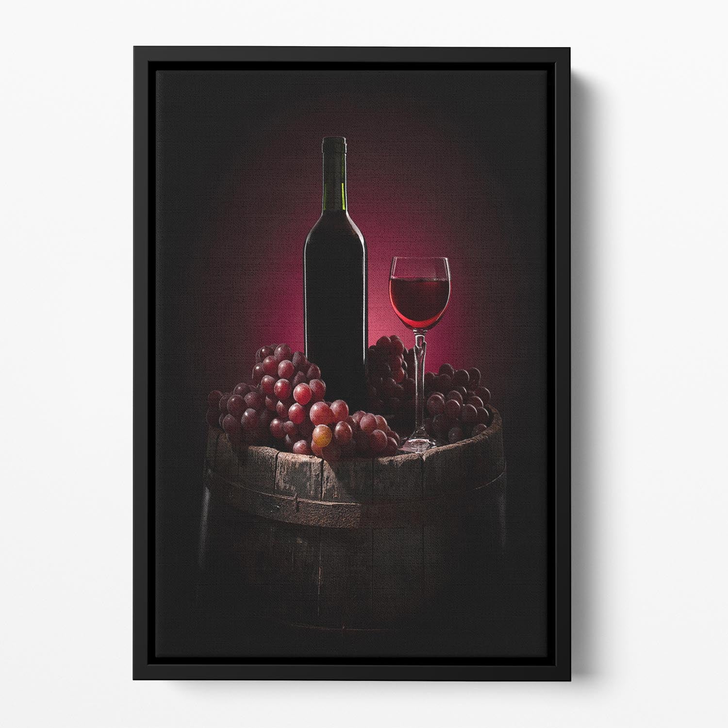 Red Wine With Grapes Floating Framed Canvas - Canvas Art Rocks - 2
