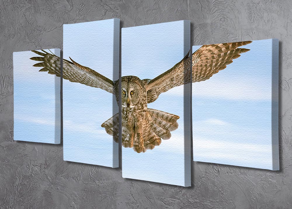 An Owl Flying 4 Split Panel Canvas - Canvas Art Rocks - 2