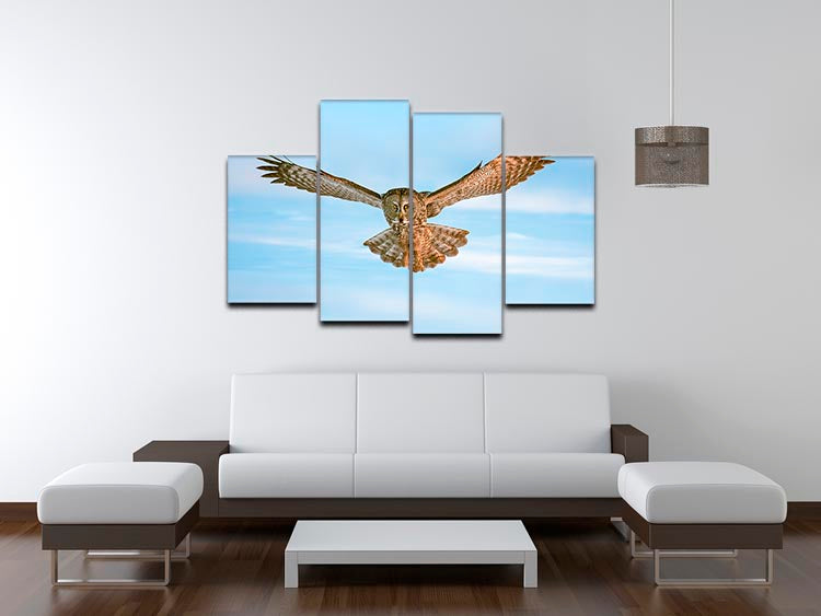 An Owl Flying 4 Split Panel Canvas - Canvas Art Rocks - 3