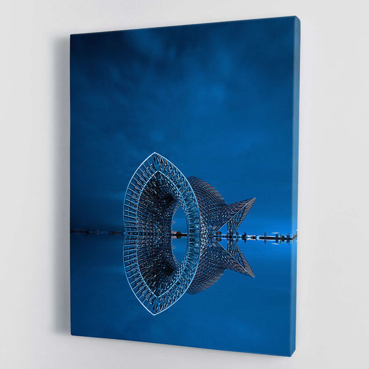 Blue Sculpture Reflected In The Sea Canvas Print or Poster - Canvas Art Rocks - 1