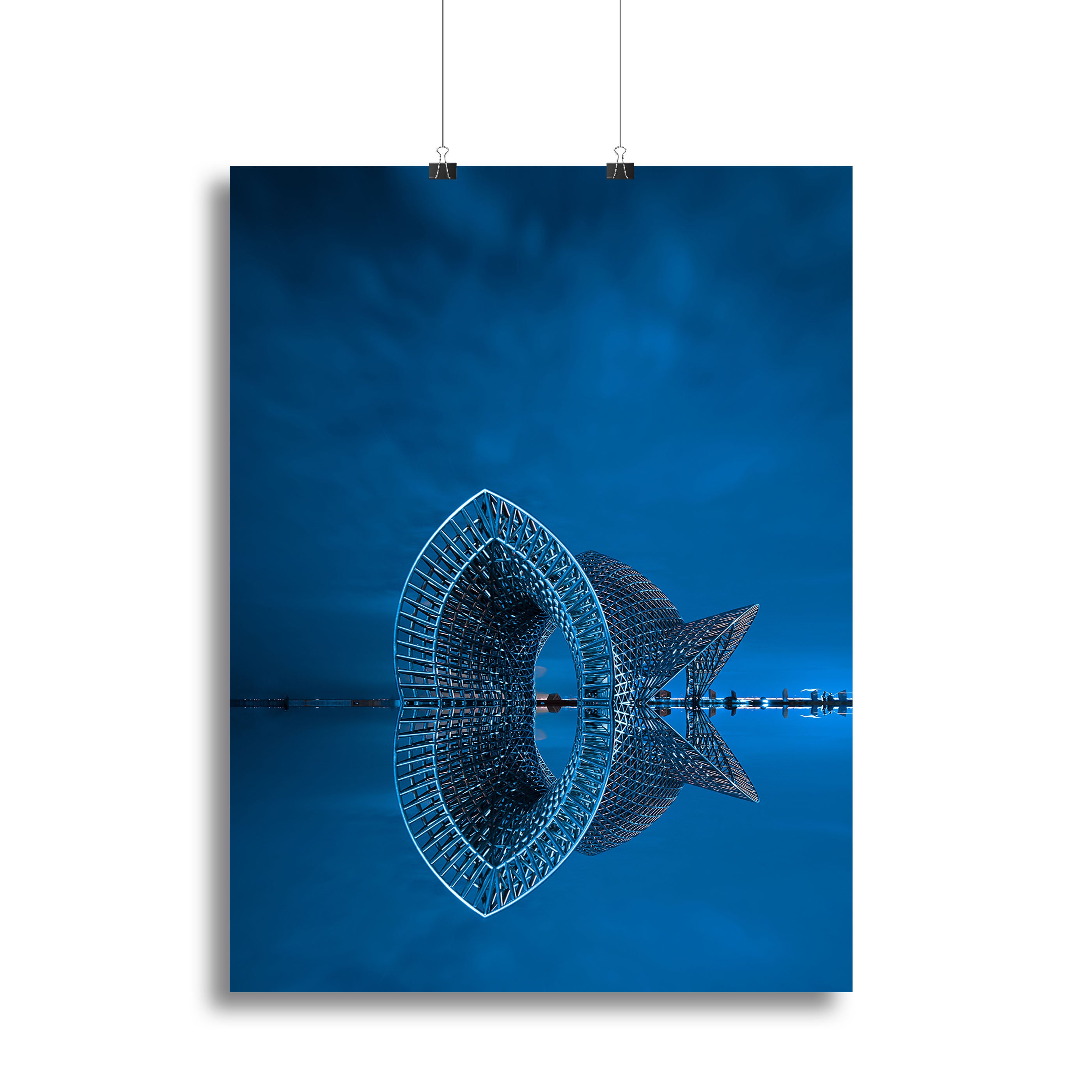 Blue Sculpture Reflected In The Sea Canvas Print or Poster - Canvas Art Rocks - 2
