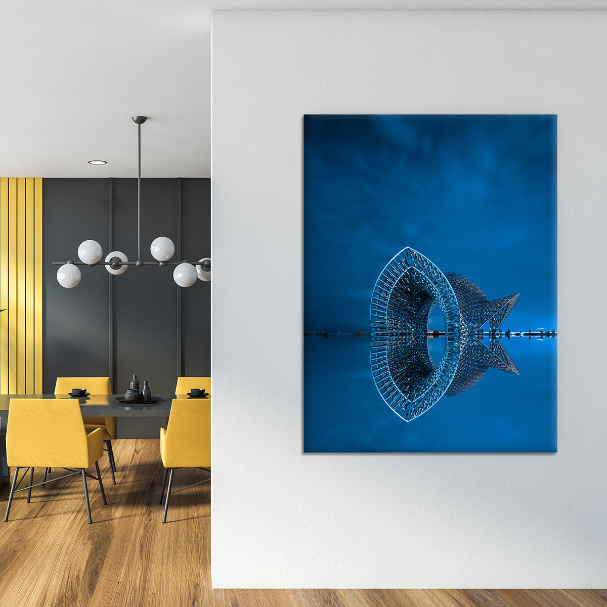 Blue Sculpture Reflected In The Sea Canvas Print or Poster - Canvas Art Rocks - 4