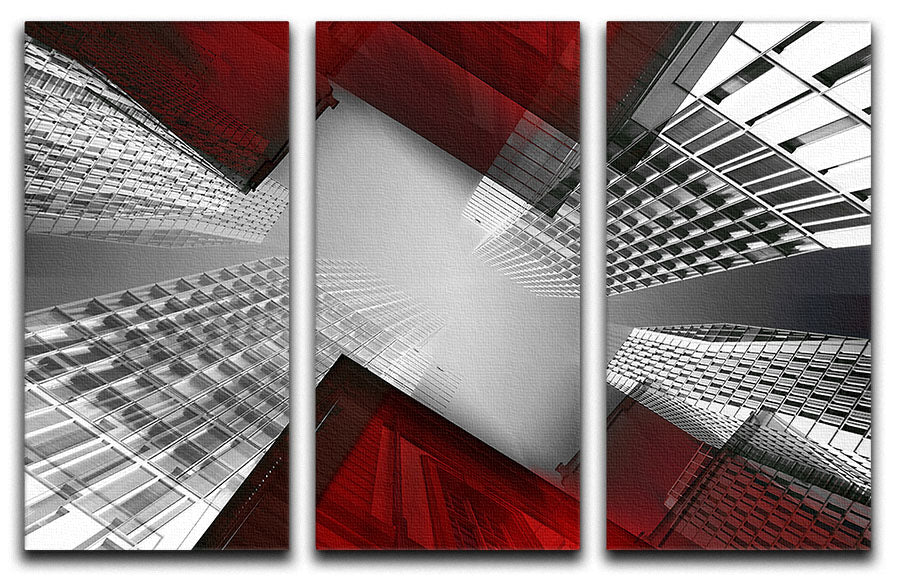 Red And White Skyscrapers 3 Split Panel Canvas Print - Canvas Art Rocks - 1