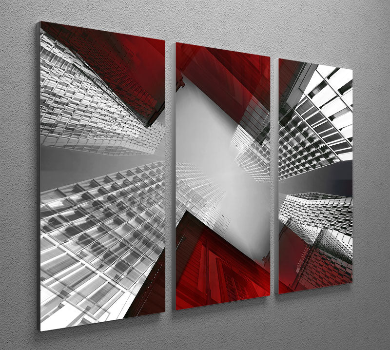 Red And White Skyscrapers 3 Split Panel Canvas Print - Canvas Art Rocks - 2