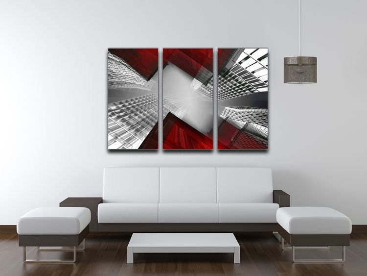 Red And White Skyscrapers 3 Split Panel Canvas Print - Canvas Art Rocks - 3