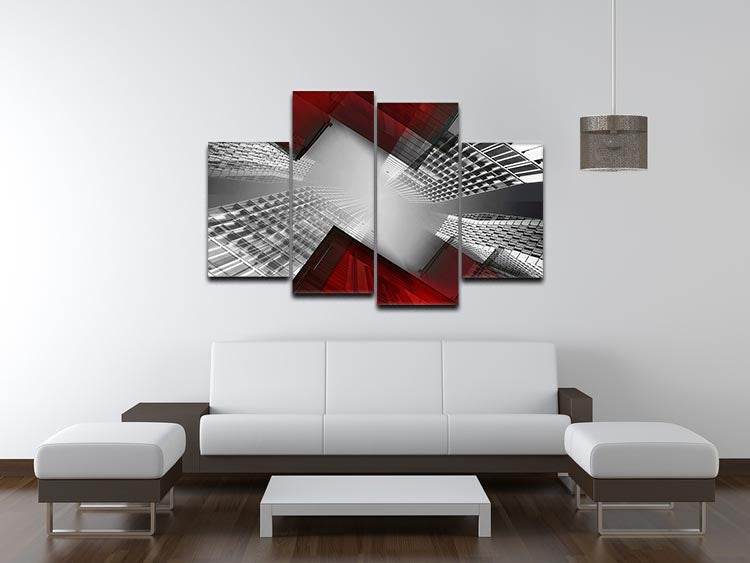 Red And White Skyscrapers 4 Split Panel Canvas - Canvas Art Rocks - 3