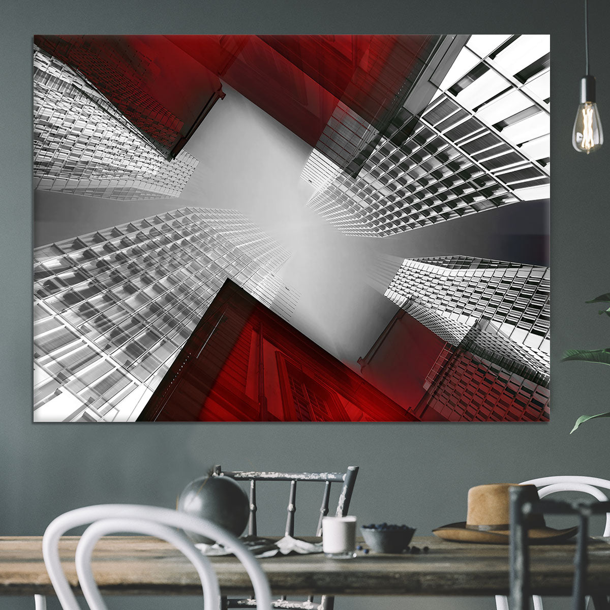 Red And White Skyscrapers Canvas Print or Poster - Canvas Art Rocks - 3