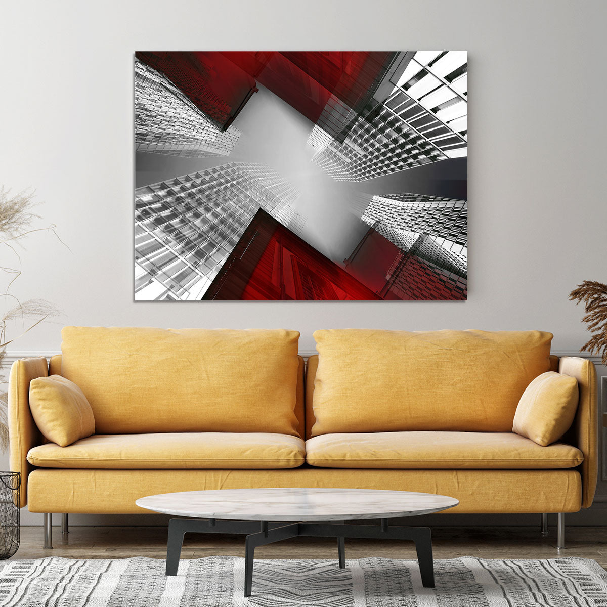 Red And White Skyscrapers Canvas Print or Poster - Canvas Art Rocks - 4