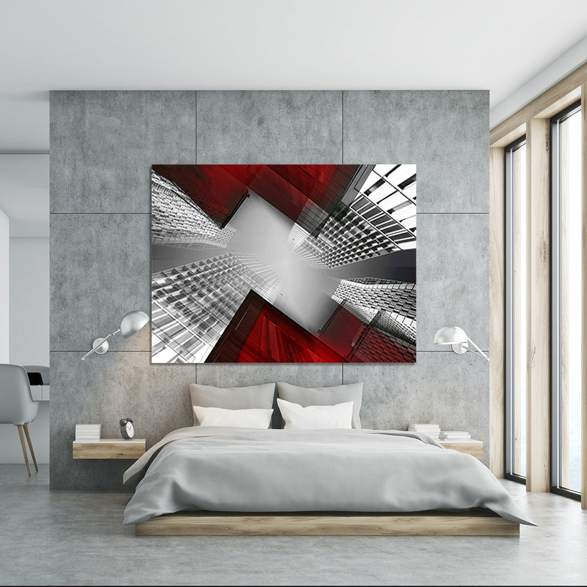 Red And White Skyscrapers Canvas Print or Poster - Canvas Art Rocks - 5