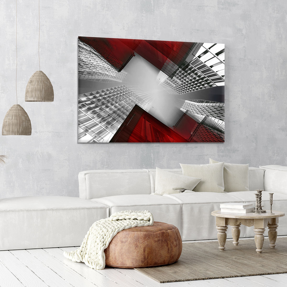 Red And White Skyscrapers Canvas Print or Poster - Canvas Art Rocks - 6