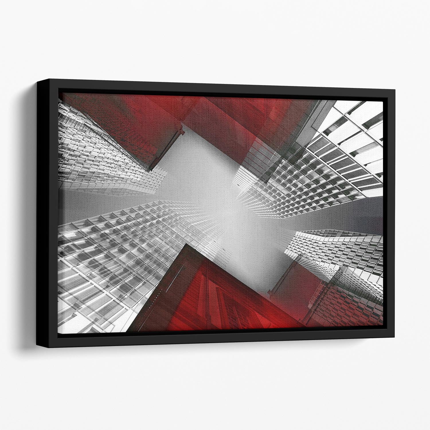 Red And White Skyscrapers Floating Framed Canvas - Canvas Art Rocks - 1