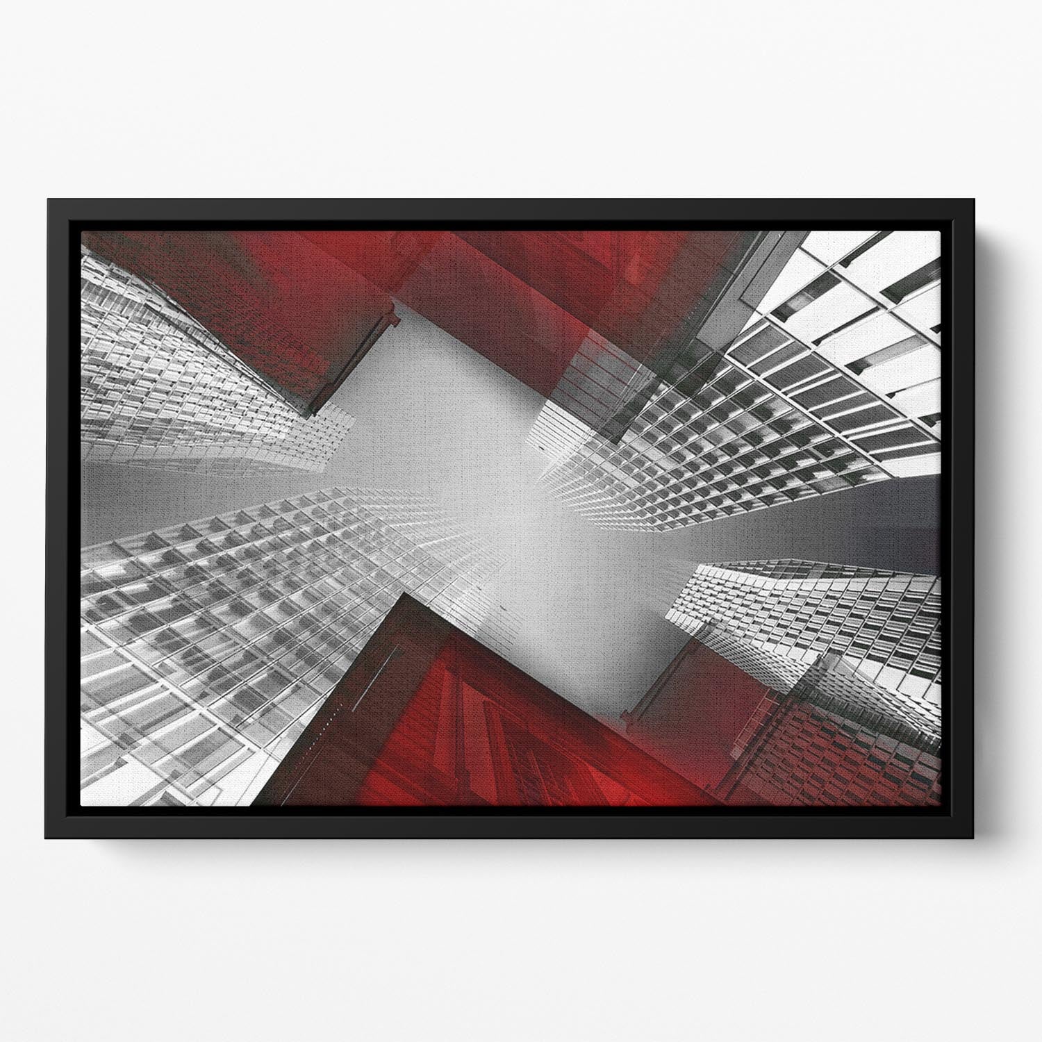 Red And White Skyscrapers Floating Framed Canvas - Canvas Art Rocks - 2