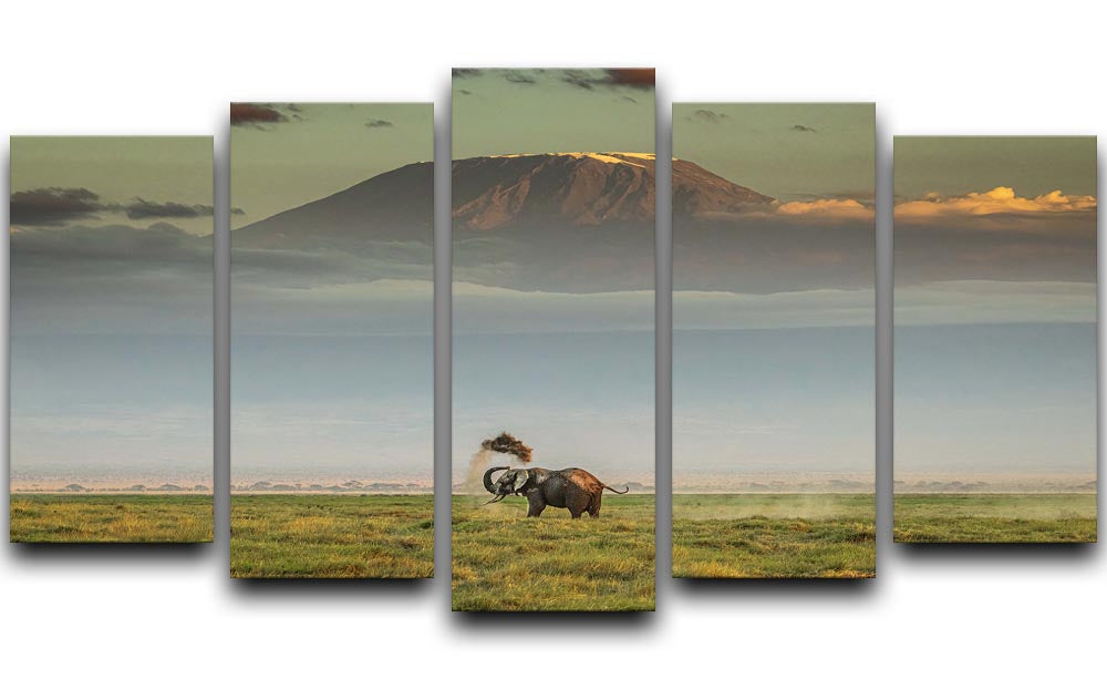 An Elephant Playing In The Dirt 5 Split Panel Canvas - Canvas Art Rocks - 1