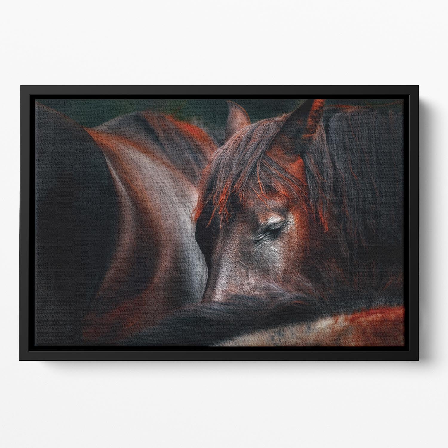 Horses Sleep In A Huddle Floating Framed Canvas - Canvas Art Rocks - 2