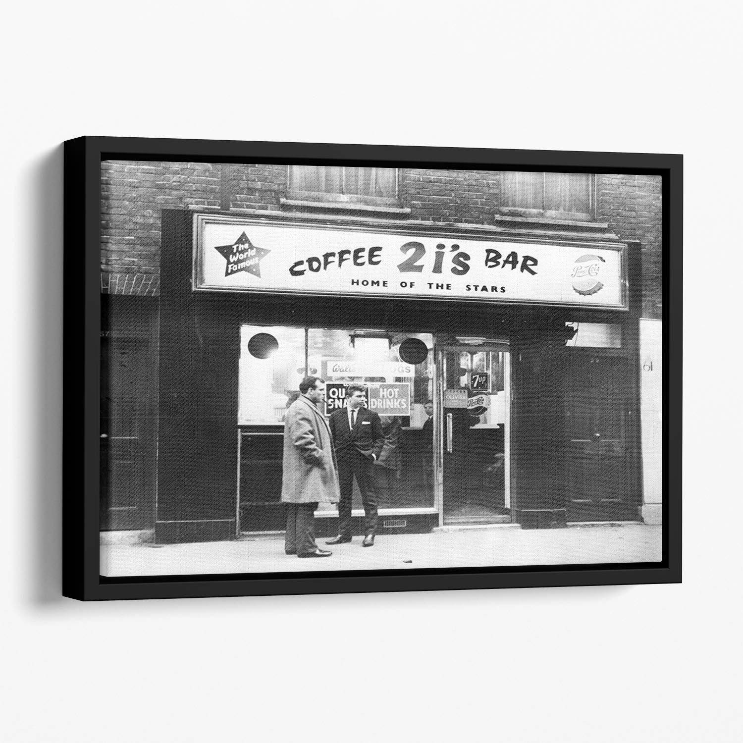 2is Coffee Bar in Old Compton Street Soho 1963 Floating Framed Canvas - Canvas Art Rocks - 1