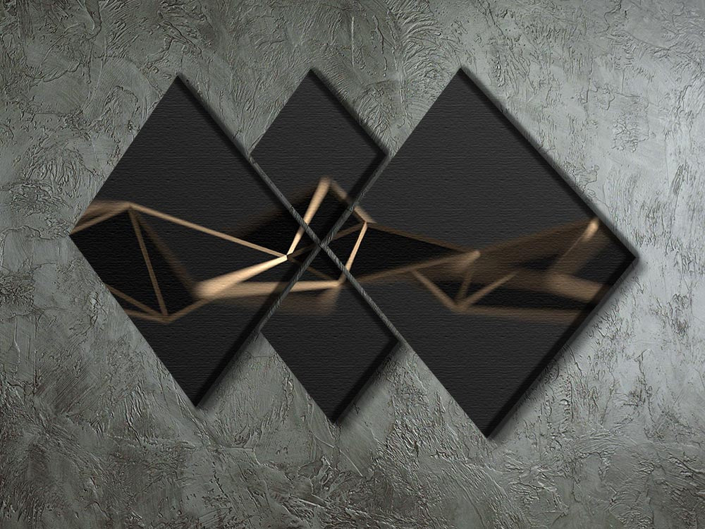 3D Gold Triangluated Surface 4 Square Multi Panel Canvas - Canvas Art Rocks - 2
