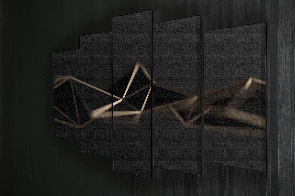 3D Gold Triangluated Surface 5 Split Panel Canvas - Canvas Art Rocks - 2