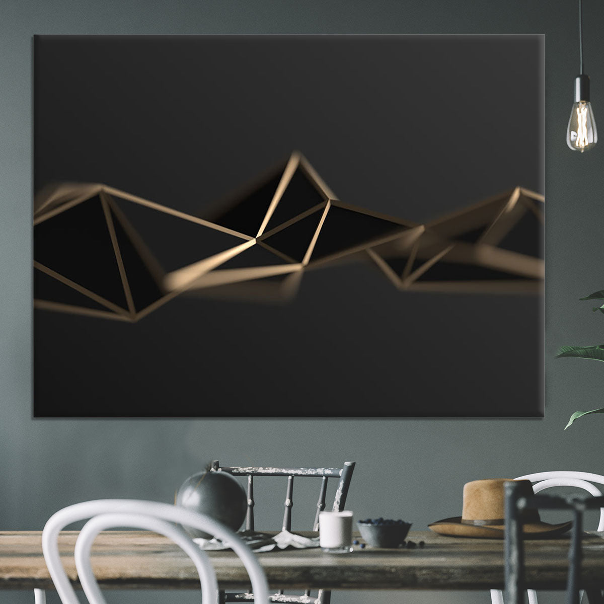 3D Gold Triangluated Surface Canvas Print or Poster - Canvas Art Rocks - 3