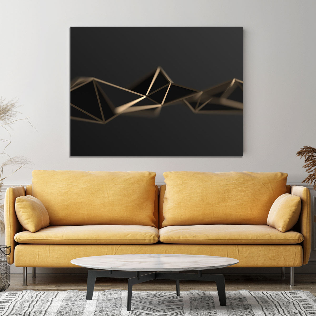 3D Gold Triangluated Surface Canvas Print or Poster - Canvas Art Rocks - 4