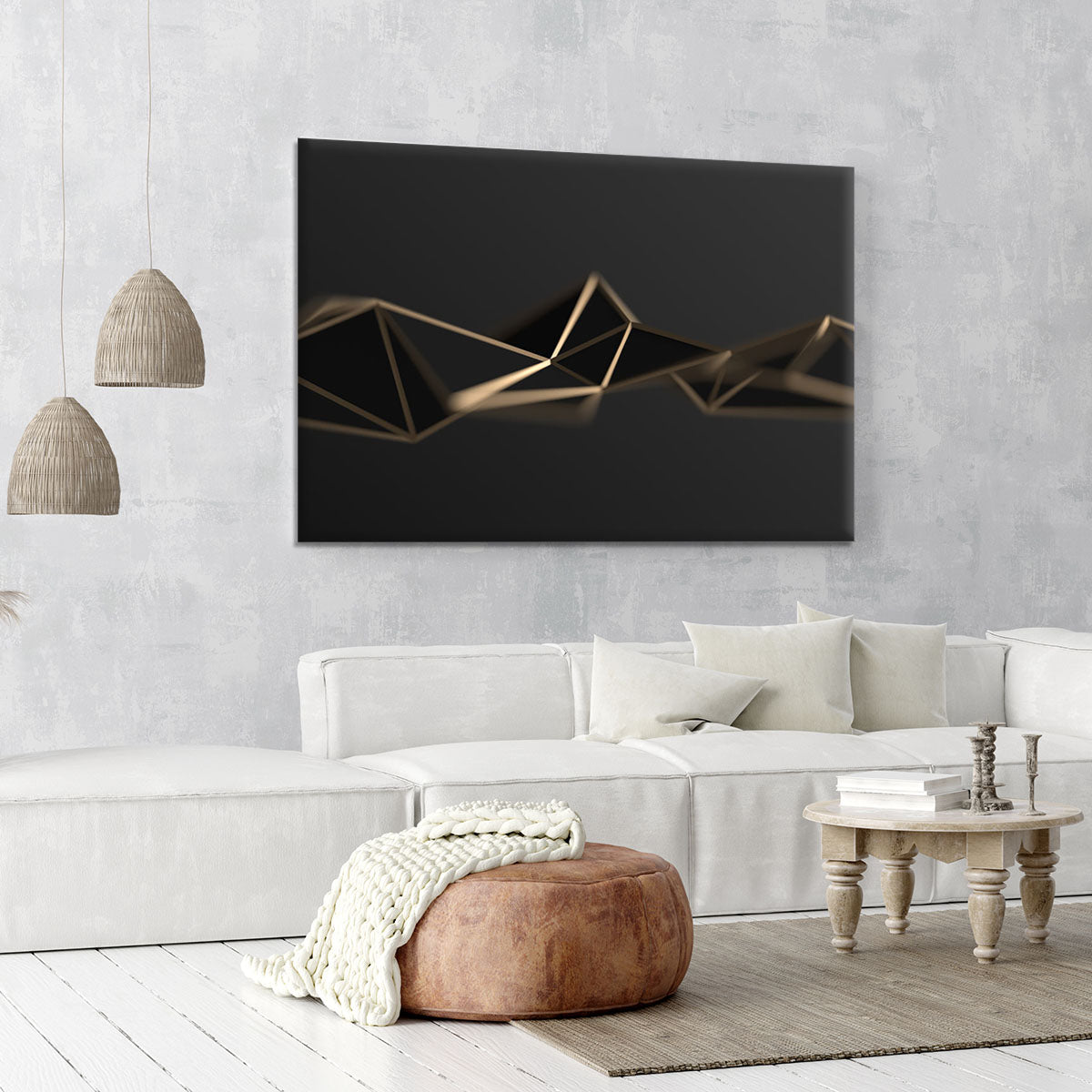 3D Gold Triangluated Surface Canvas Print or Poster - Canvas Art Rocks - 6