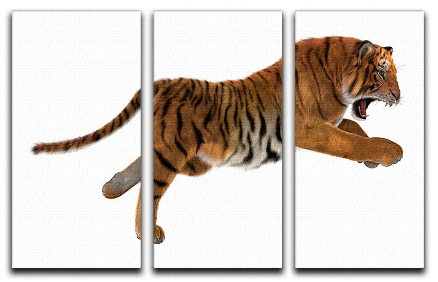 3D digital render of a hunting big cat 3 Split Panel Canvas Print - Canvas Art Rocks - 1