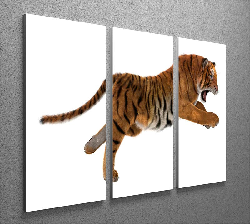 3D digital render of a hunting big cat 3 Split Panel Canvas Print - Canvas Art Rocks - 2