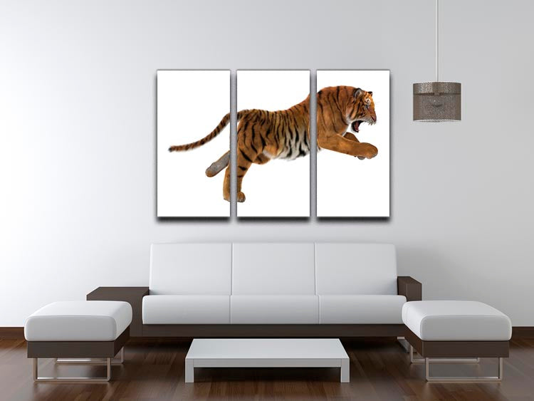 3D digital render of a hunting big cat 3 Split Panel Canvas Print - Canvas Art Rocks - 3